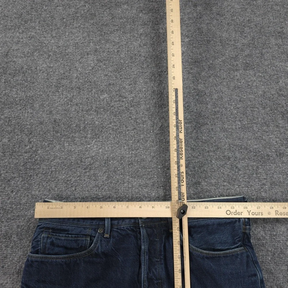 Levis‎ Made & Crafted Jeans Mens 33x29 Blue Ruler Straight Button Fly Big E Logo